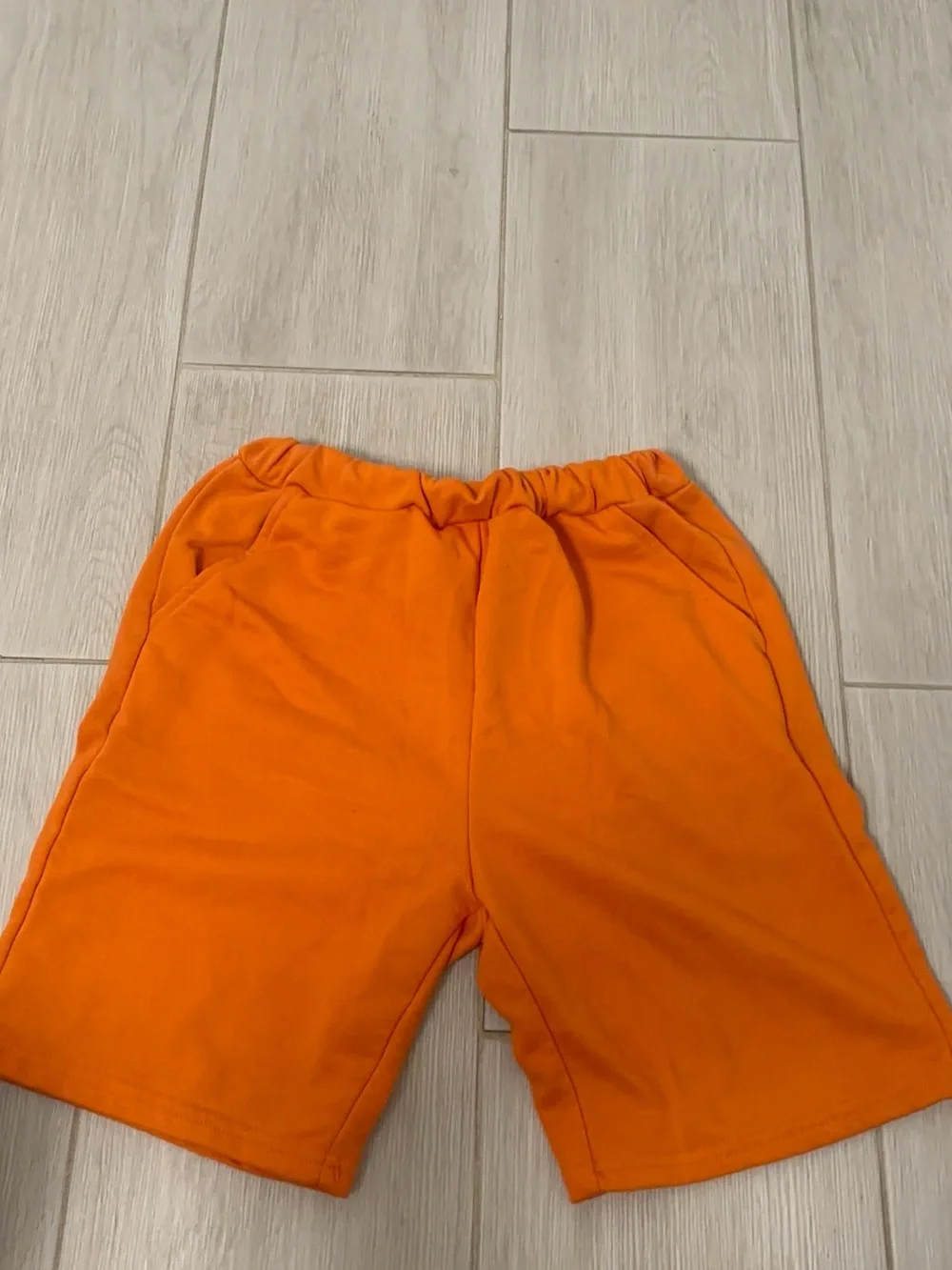Orange Elastic-Waist Shorts